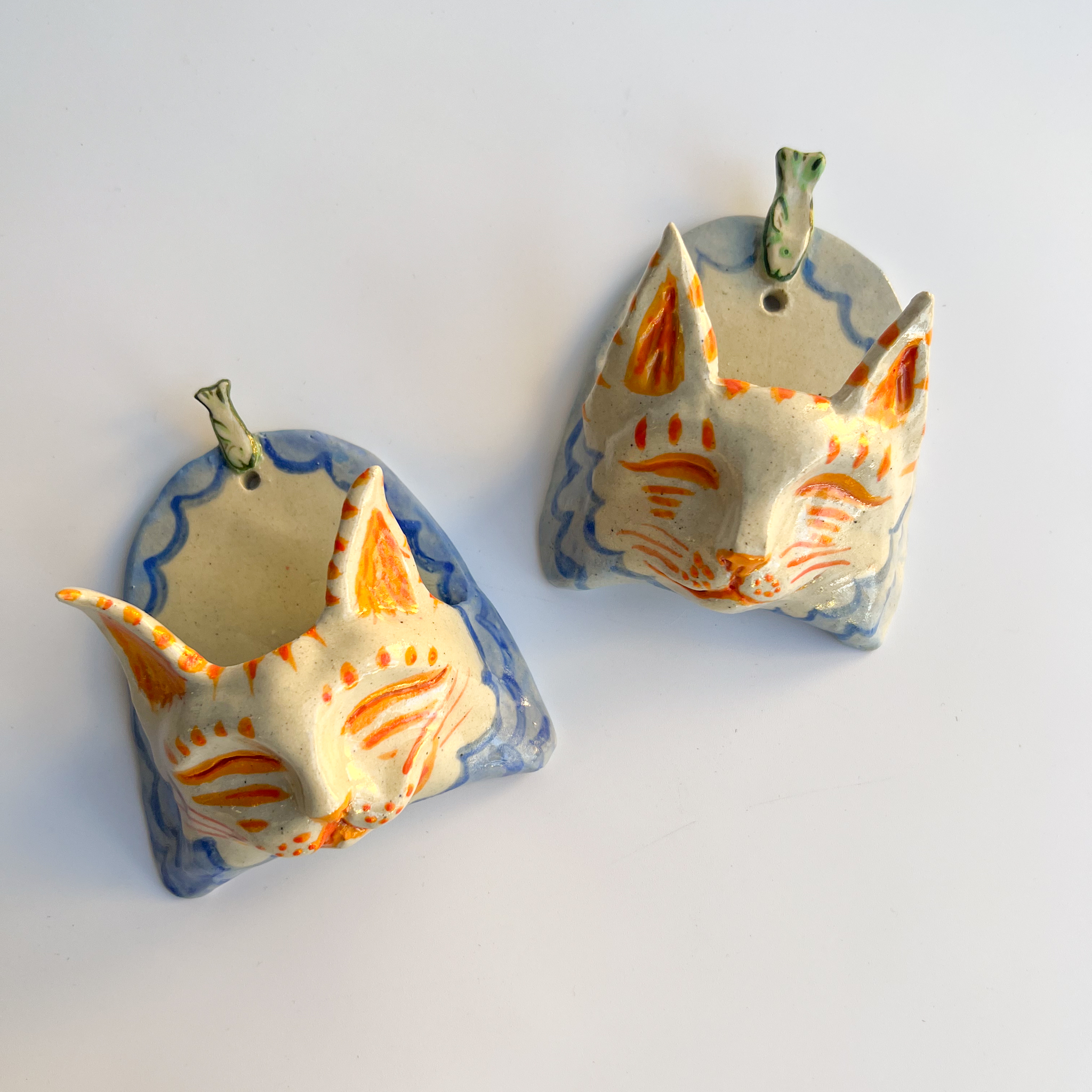 Small Orange Ocean Cat Wall Pocket - Image 2