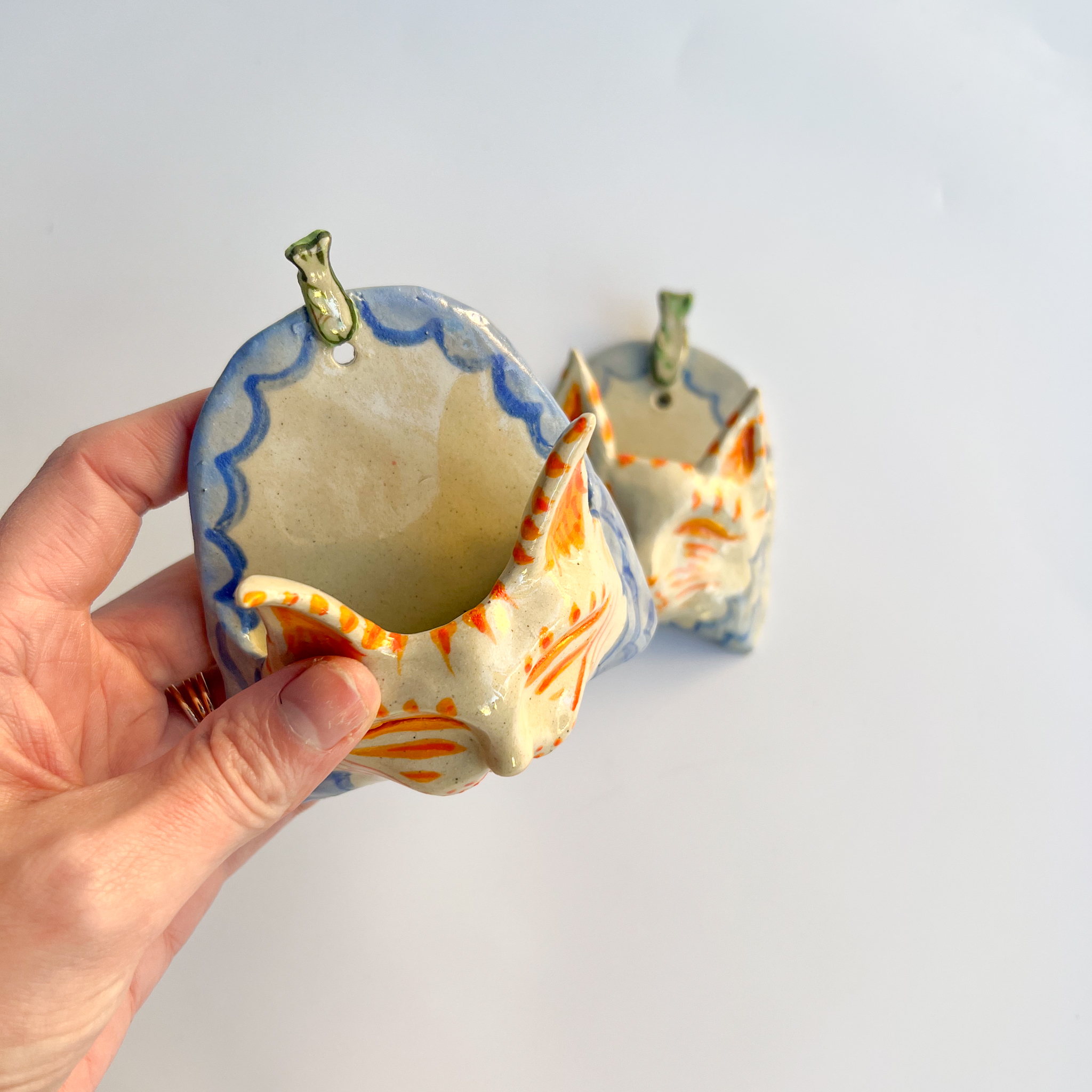 Small Orange Ocean Cat Wall Pocket - Image 3