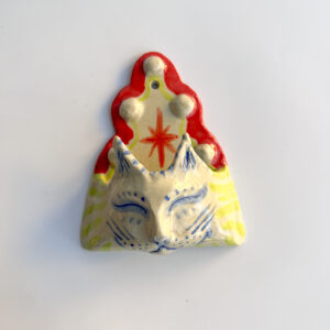 Large Red Ripple Cat Wall Pocket